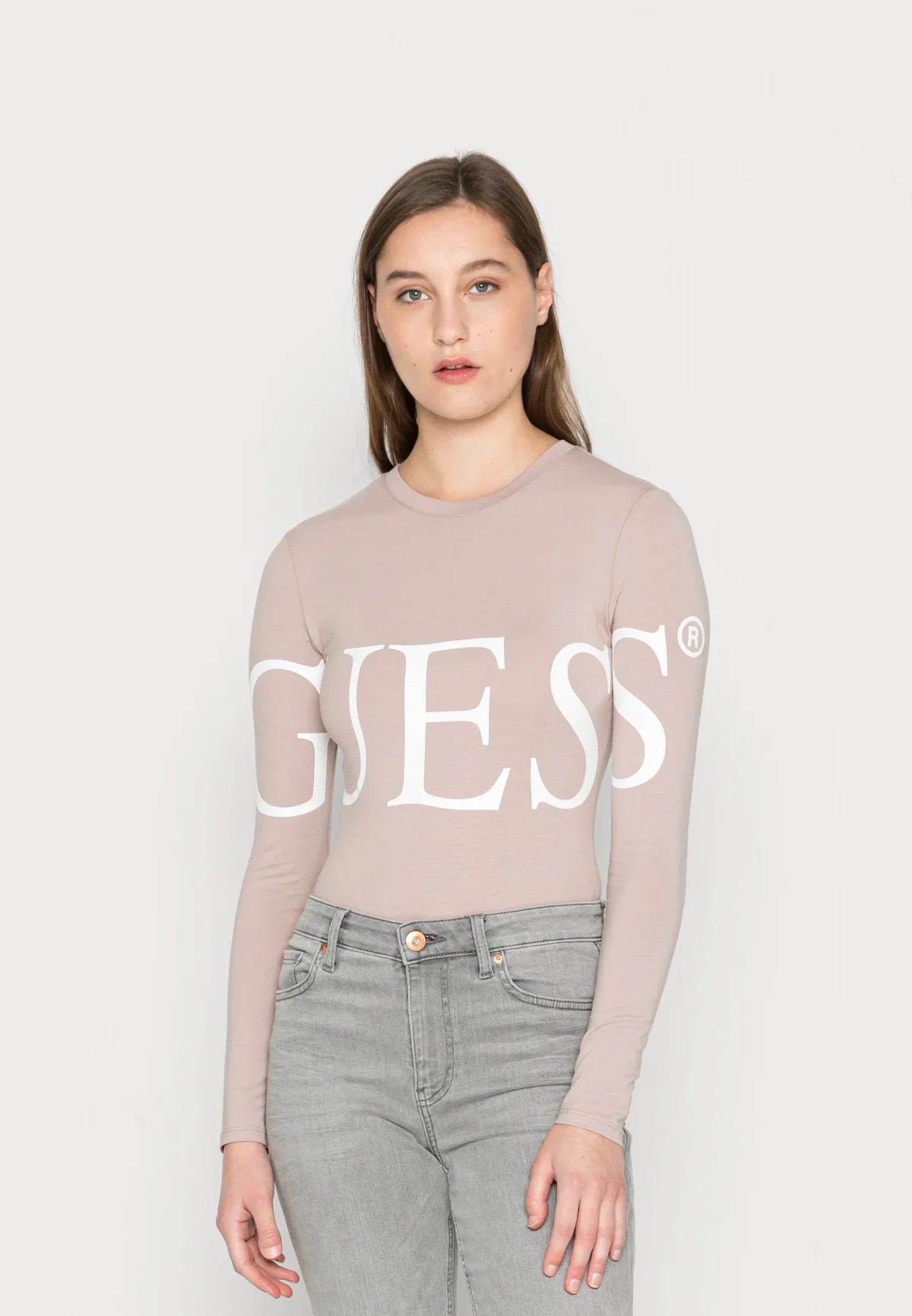Guess LOGO BODY – Longsleeve TAUPE NEW