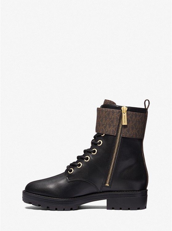 MICHAEL KORS Rory Faux Leather and Logo Combat Boot