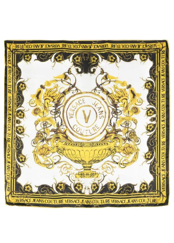 Versace Jeans Couture Sjaal met barokpatroon Wit /Goud
