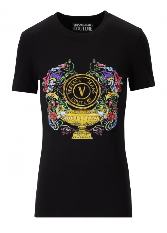 Versace Jeans Couture T-Shirt V-Emblem Garden Nera