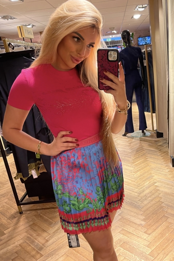 versace jeans couture skirt pink/blue
