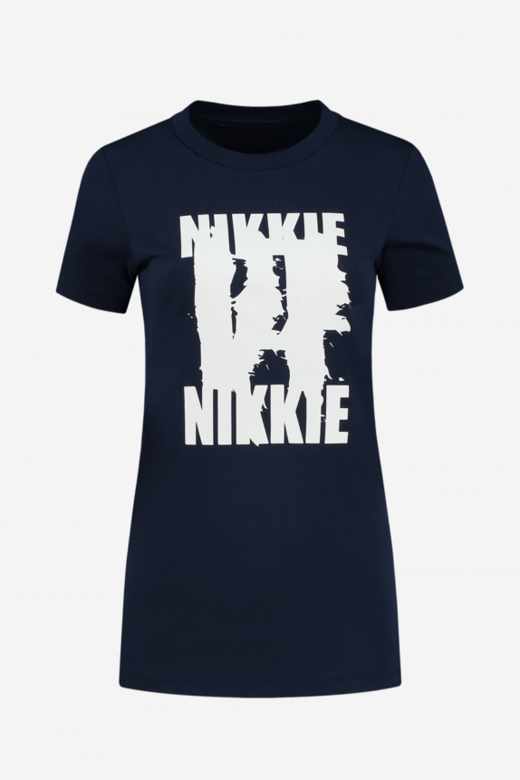 NIKKIE BASIC T-SHIRT MET NIKKIE ARTWORK NIKKIE NIKKIE T-SHIRT BLUE NEW💙