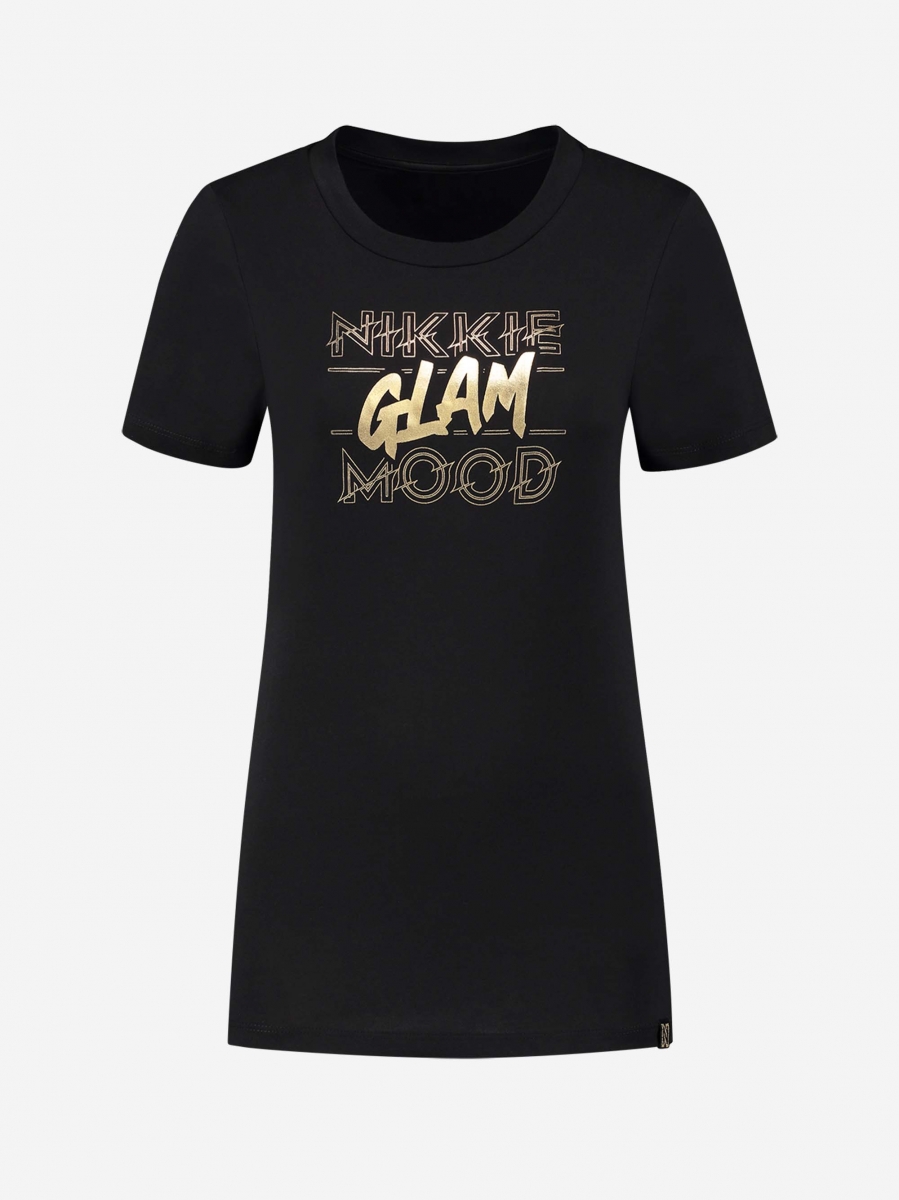 NIKKIE GLAM MOOD T-SHIRIT BLACK/GOLD