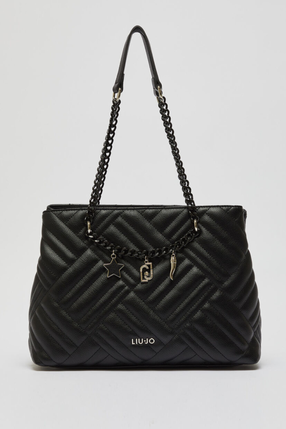 LIU.JO Eco-friendly bag with jewel chain BLACK NEW