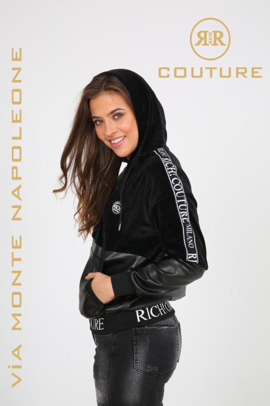 Rich! Couture Hoodie Velvet BLACK  New