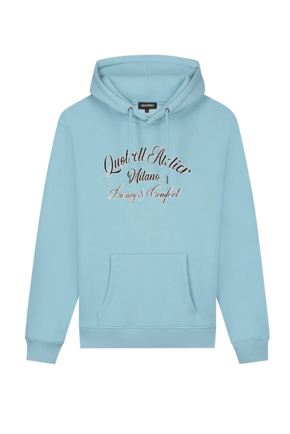 QUOTRELL ATELIER MILANO CHAIN HOODIE LIGHT BLUE/WHITE