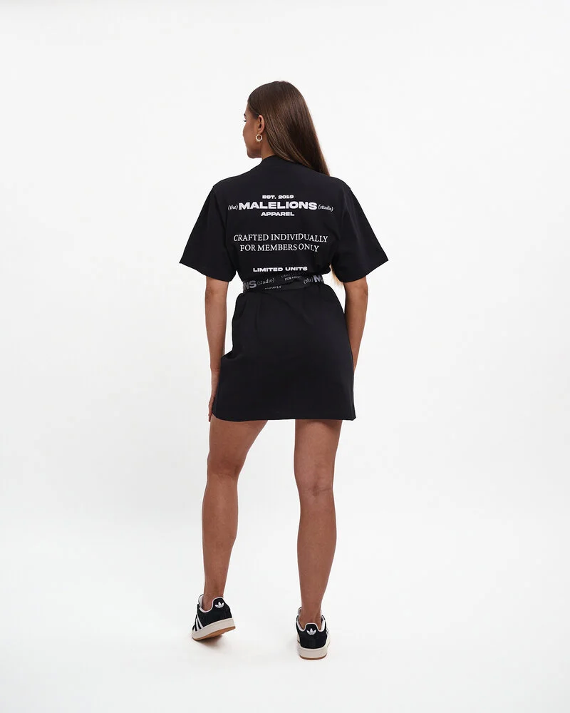 MALELIONS WOMEN MEMBERS T-SHIRT DRESS BLACK