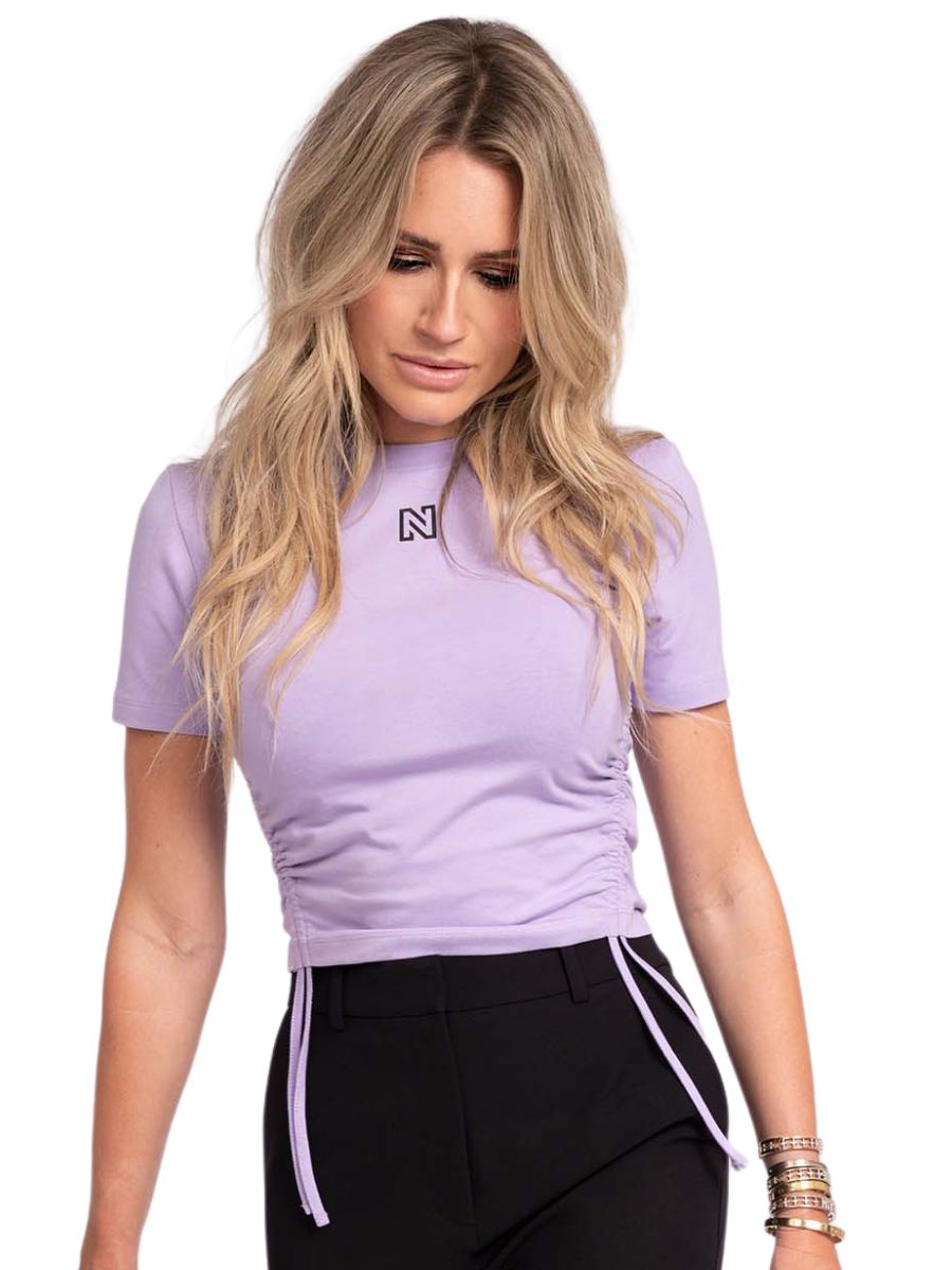 nikkie cropped cord t-shirt lilac