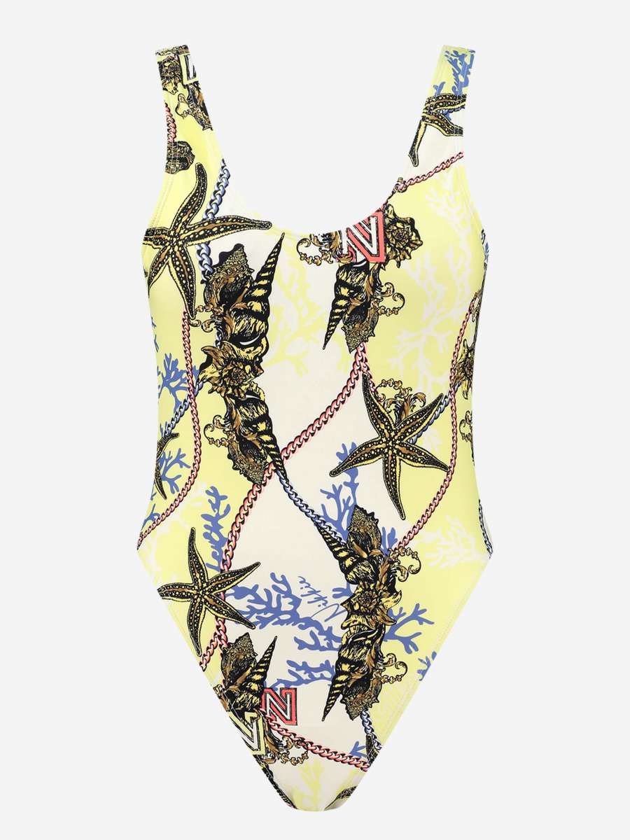 NIKKIE PRINTED SWIMSUIT LIME YELLOW CORAL