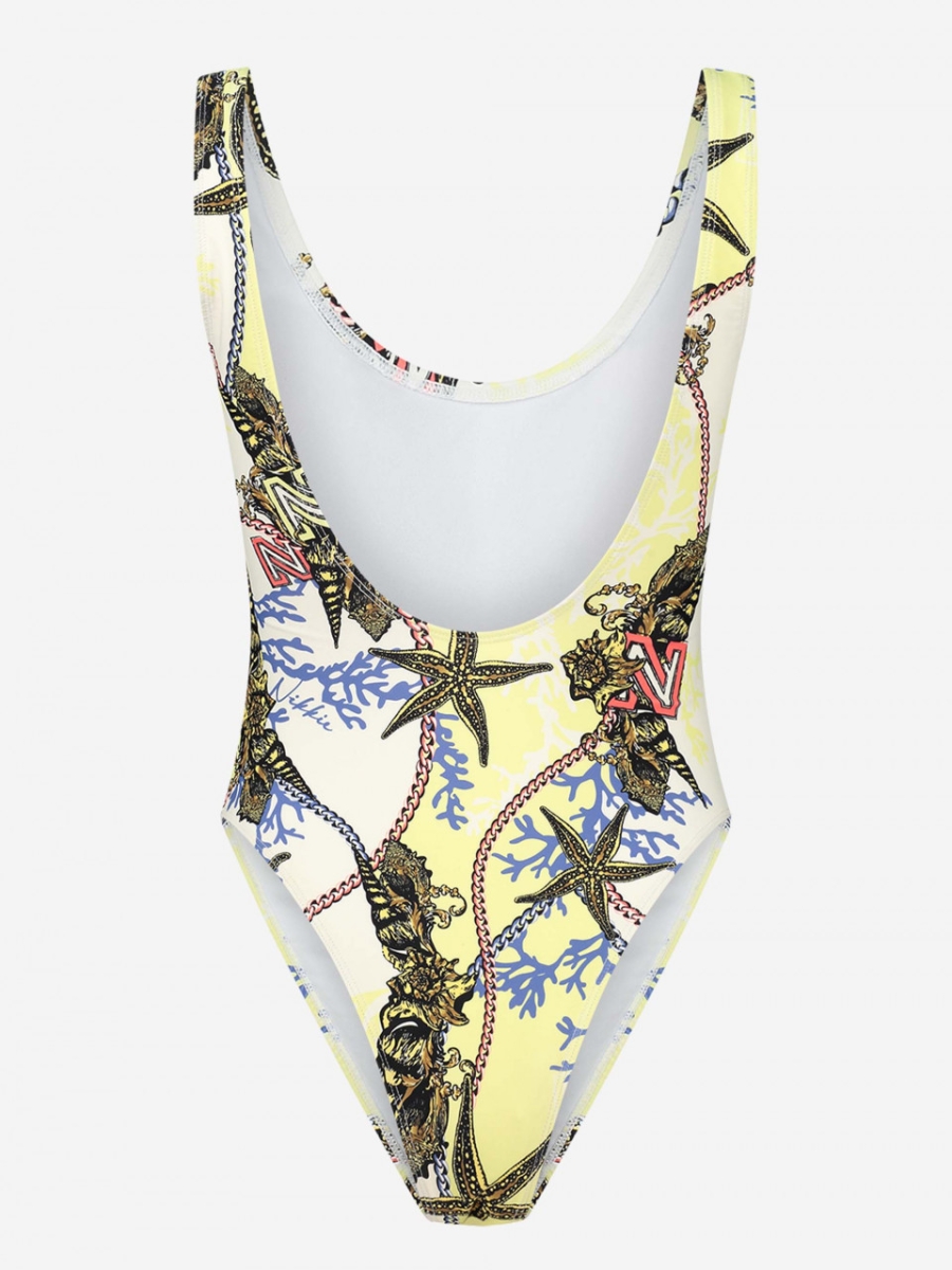 NIKKIE PRINTED SWIMSUIT LIME YELLOW CORAL