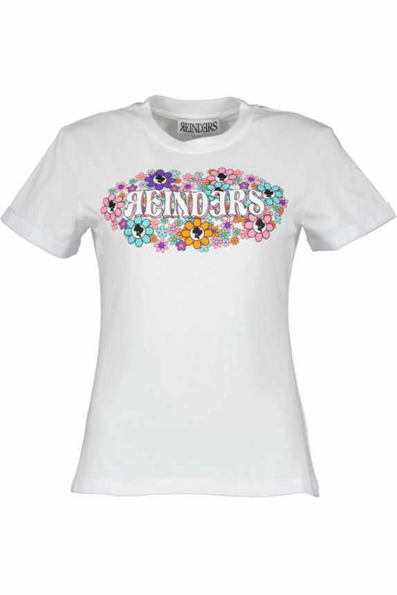 REINDERS T-SHIRT SLIM FIT FLOWERS WHITE