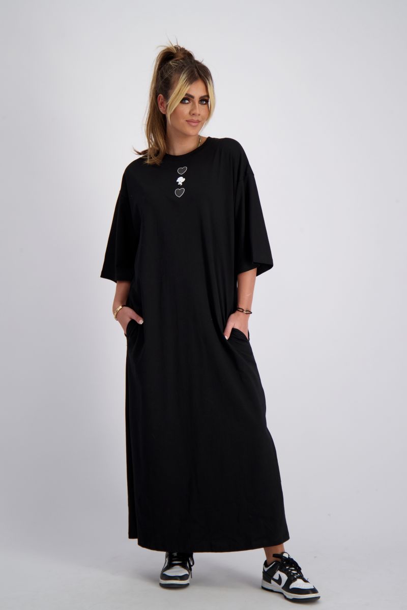 REINDERS T-SHIRT LONG DRESS TRUE BLACK