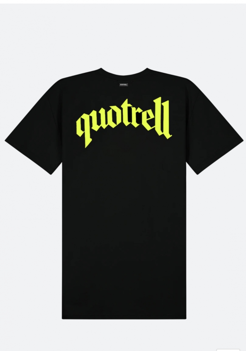 QUOTRELL WING T-SHIRT DRESS BLACK / NEON YELLOW