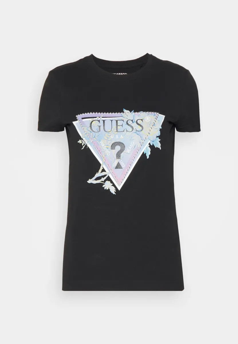 Guess SS CN ALVA TEE – T-shirt print bLACK