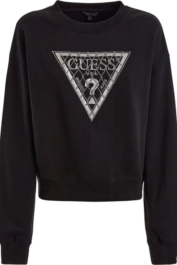 GUESS CRYSTAL MESH SWEATER BLACK
