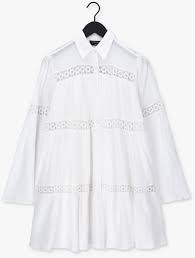 COLOURFUL REBEL JALIE MINI TAPE SHIRT DRESS OFF WHITE