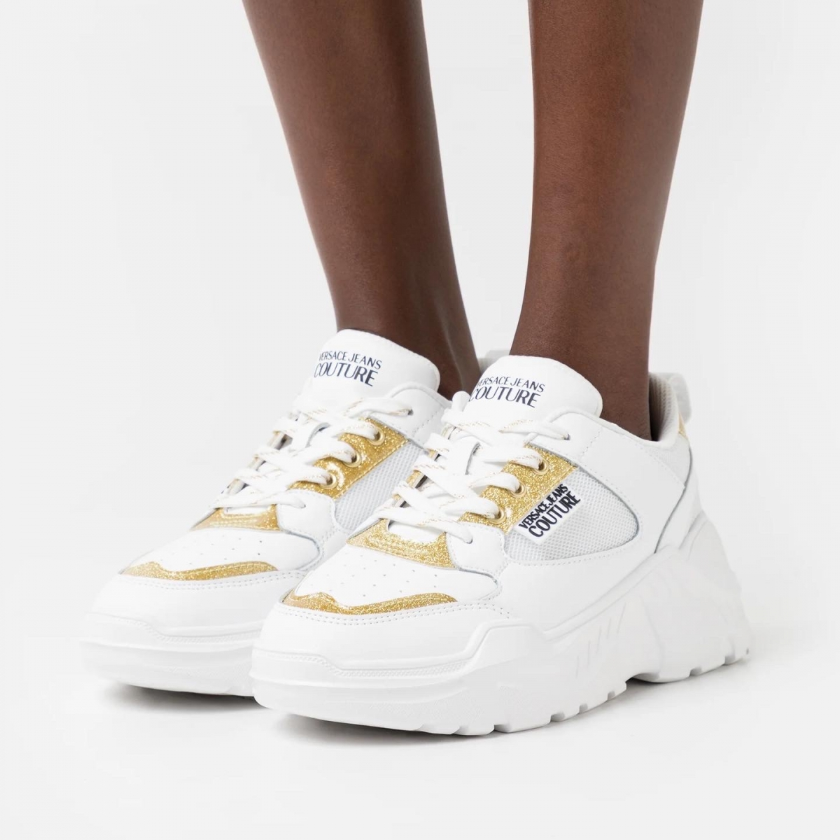 VERSACE JEANS COUTURE SNEAKERS WHITE GOLD